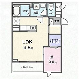 メゾン リッシュ 1LDKの間取図画像