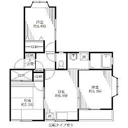 プラザ天神PartI 2階3DKの間取り