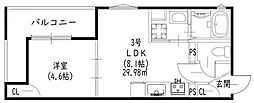 クリエオーレ光明町1 1LDKの間取図画像