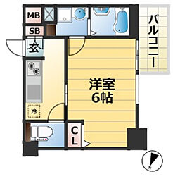 JR山陽本線 和田岬駅 徒歩4分の賃貸マンション 2階1Kの間取り