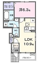 ヤングウッズ柏の葉II 1階1LDKの間取り