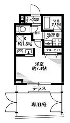 プレール・ドゥーク新中野2 ワンルームの間取図画像