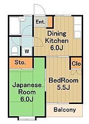 パークフルール 1階2DKの間取り