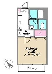 ソレイユ東山 1Kの間取図画像