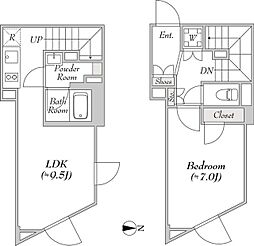 ジョイアスガード代木 3階1LDKの間取り