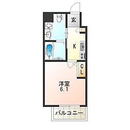 ライブカーサ上新庄 1Kの間取図画像