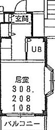 サンウイロー朝霞 1Kの間取図画像