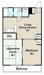 パークハイツNANA 2階2DKの間取り