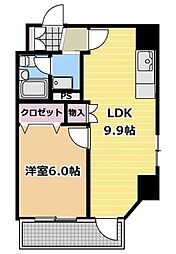 西武池袋線 練馬駅 徒歩8分の賃貸マンション 4階1LDKの間取り