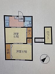 てらじまハイツ 2Kの間取図画像