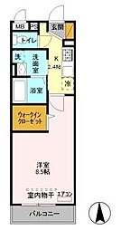 グレイスコート 3階1Kの間取り