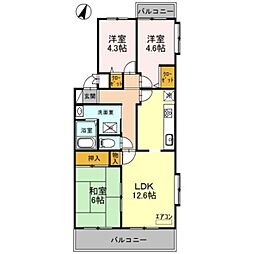 コーポレート東浦和1号棟 3LDKの間取図画像