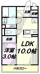 ロイヤルコートケイB 1LDKの間取図画像