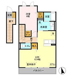 コーワ・ルミエール参番館 1LDKの間取図画像