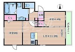 メゾンドシャルール 2LDKの間取図画像