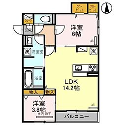 Clashist平野西East 2LDKの間取図画像