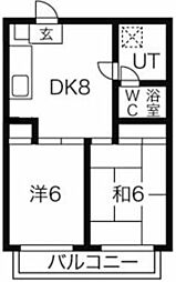 ガーデンハウス茅ヶ崎 2DKの間取図画像