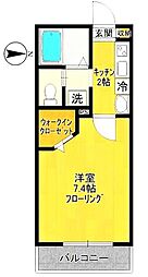 アイクラシア 2階1Kの間取り