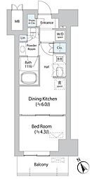 ミリアレジデンス浅草橋2 6階1DKの間取り