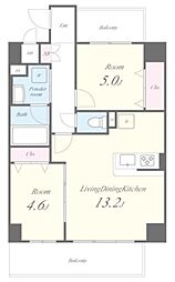エルデ国立 3階2LDKの間取り