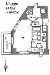 エテルノ高田馬場 1Kの間取図画像