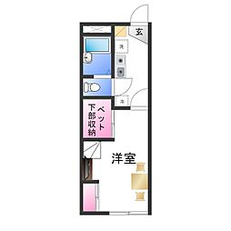 レオパレスキタノダ 1Kの間取図画像