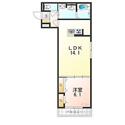 サンフェリーチェB 1LDKの間取図画像