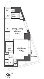 ブランシエスタ品川大井町パークエッジ 3階1DKの間取り