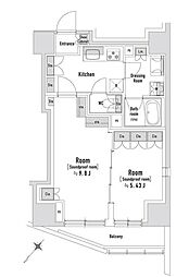 トラック八丁堀 8階1LDKの間取り