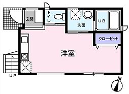 Live Flat亀有 1階ワンルームの間取り