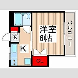 コーポＭ5 3階1Kの間取り