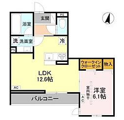 ふじみ野市ふじみ野4丁目アパート 1LDKの間取図画像