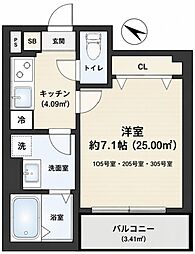 (仮称)ジーメゾン八王子千人町 1Kの間取図画像