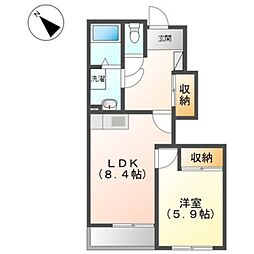 グランディールY.M 1LDKの間取図画像
