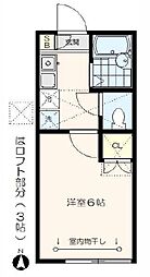 スカイハイツ田柄 1Kの間取図画像