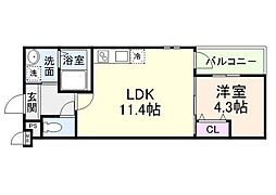 フジパレス土橋 1LDKの間取図画像