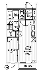 ニド本蓮沼 3階1LDKの間取り