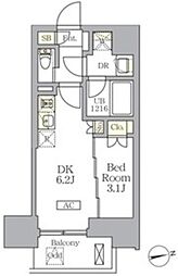 ザ・ライオンズフォーシア文京湯島 1DKの間取図画像