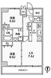 レオーネ南千住II 11階2LDKの間取り