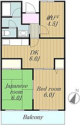 東急田園都市線 長津田駅 徒歩14分の賃貸マンション 3階2SDKの間取り
