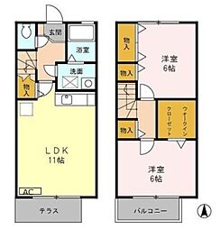 プランタニエール3 2LDKの間取図画像