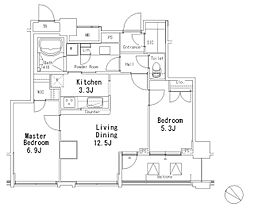 MFPR目黒タワー 18階2LDKの間取り