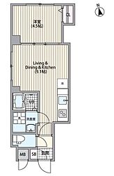 エルファーロ恵比寿 4階1LDKの間取り