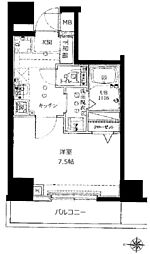 RisingPlace両国二番館 1Kの間取図画像