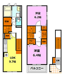 JR水戸線 川島駅 徒歩7分の賃貸アパート 2階2LDKの間取り