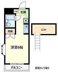 コーポ藤 2階1Kの間取り