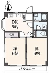 メゾンストーク 1階2DKの間取り