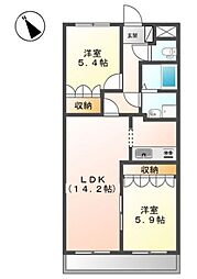 ラ・ポワール 2LDKの間取図画像