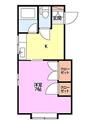サンシャイン・ユー 1Kの間取図画像