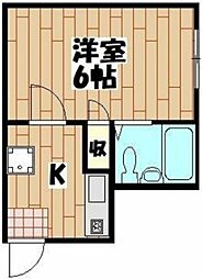 クレインA 1Kの間取図画像